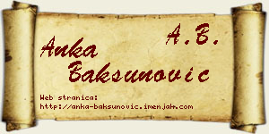 Anka Bakšunović vizit kartica